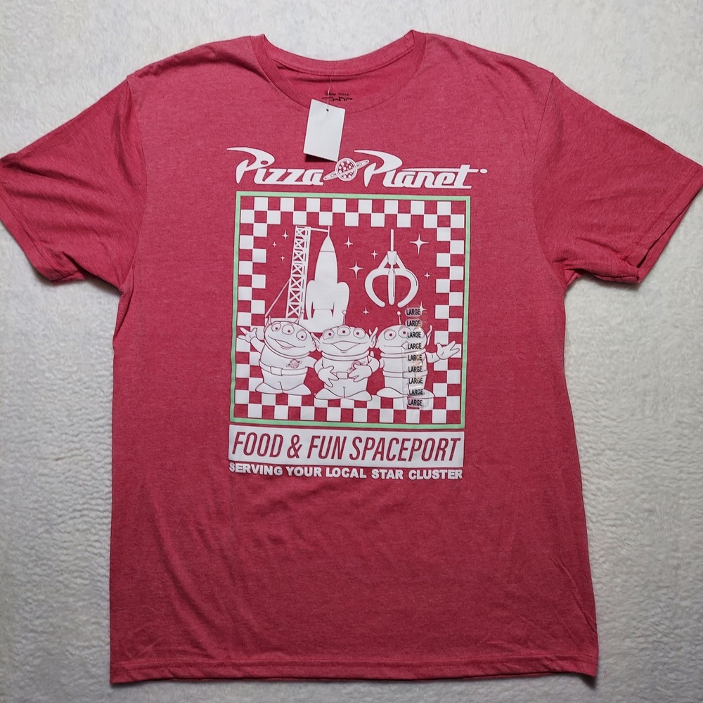 Disney Pixar Pizza Planet T-Shirt Mens Large Red New Toy Story Graphic Tee